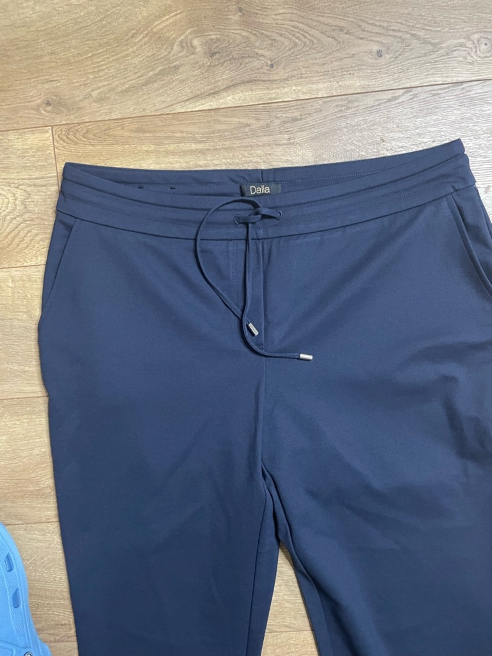 Dalia Navy Stretch Pull-On straight-leg trousers with drawstring waist size L - Picture 3 of 12